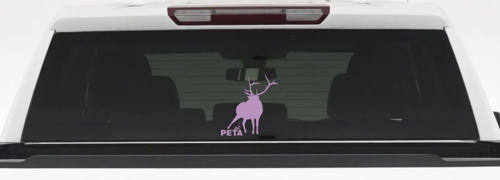 Pee On PETA Deer Hunting Car or Truck Window Decal Sticker (Lilac)