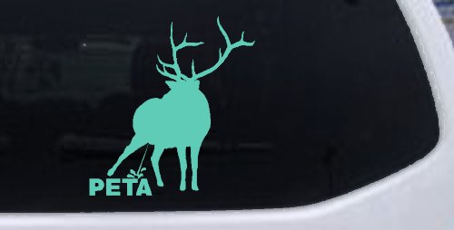 Pee On PETA Deer Hunting Car or Truck Window Decal Sticker (Mint)