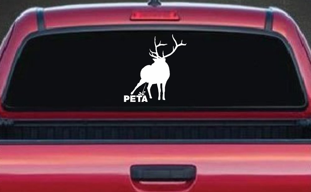 Pee On PETA Deer Hunting Car or Truck Window Decal Sticker