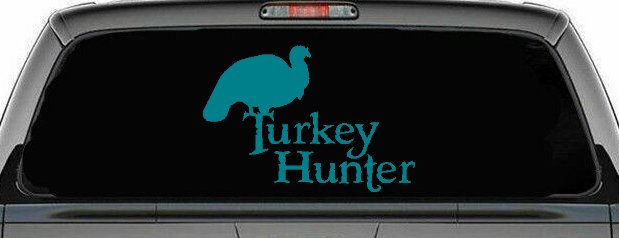 Turkey Hunter Hunting Car or Truck Window Vinyl Decal Sticker (Turquoise Blue)