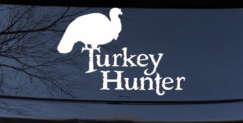 Turkey Hunter Hunting Car or Truck Window Vinyl Decal Sticker (White)