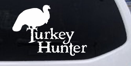 Turkey Hunter Hunting Car or Truck Window Vinyl Decal Sticker (White)