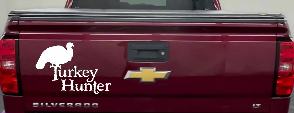 Turkey Hunter Hunting Car or Truck Window Decal Sticker (White)