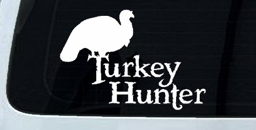 Turkey Hunter Hunting Car or Truck Window Vinyl Decal Sticker (White)