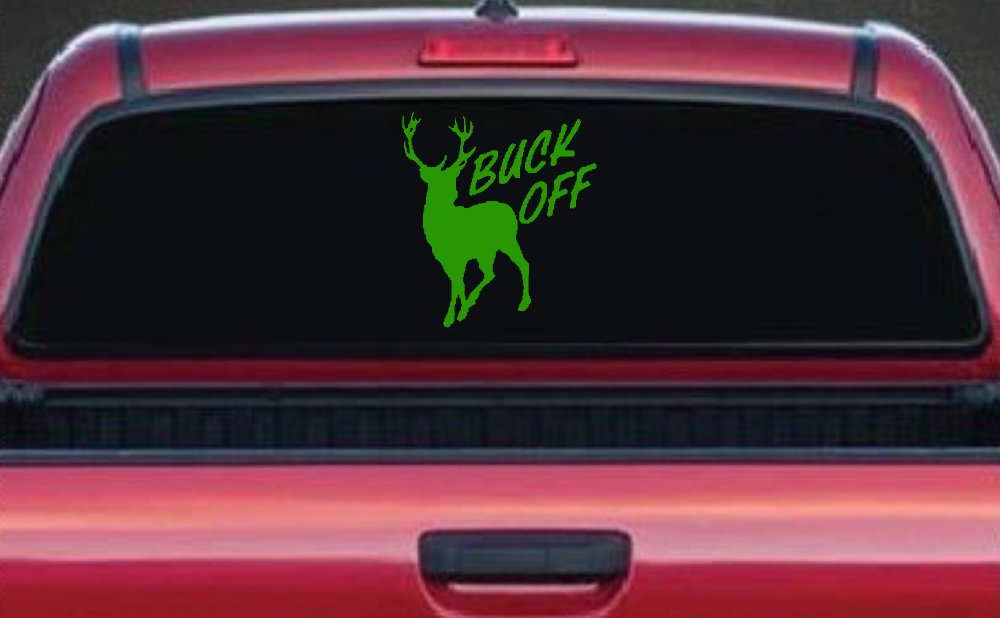 Buck Off Deer Hunting Car or Truck Window Decal Sticker (Lime)