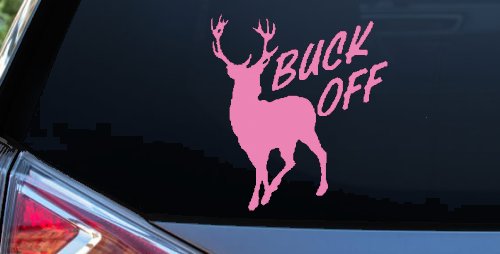 Buck Off Deer Hunting Car or Truck Window Decal Sticker (Pink)