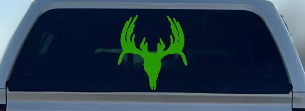 Deer Skull Hunting Car or Truck Window Vinyl Decal Sticker (Lime)