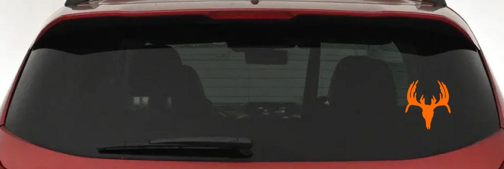 Deer Skull Hunting Car or Truck Window Vinyl Decal Sticker (Orange)