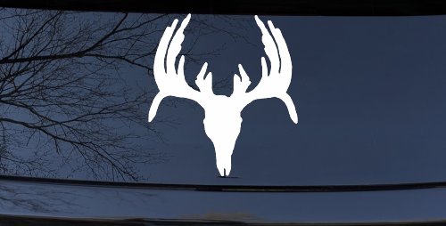 Deer Skull Hunting Car or Truck Window Decal Sticker (White)
