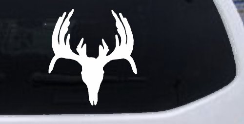Deer Skull Hunting Car or Truck Window Decal Sticker (White)