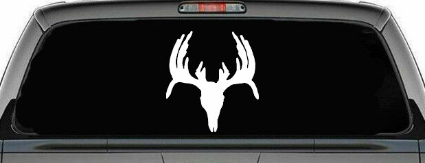 Deer Skull Hunting Car or Truck Window Decal Sticker (White)