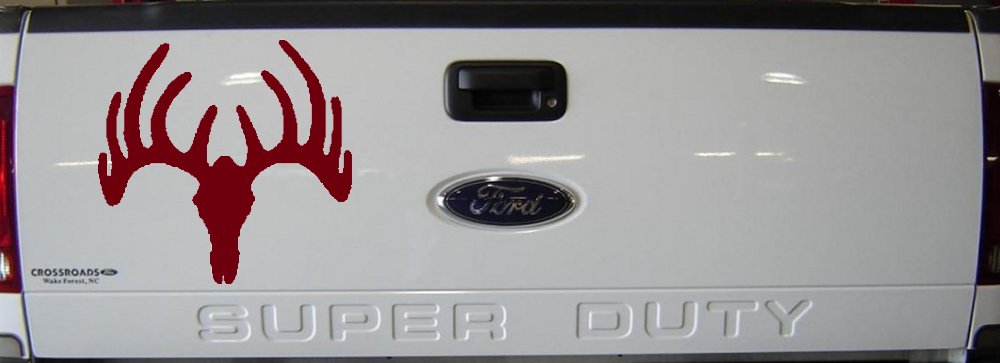 Deer Skull Mount Hunting Car or Truck Window Decal Sticker (Burgundy)