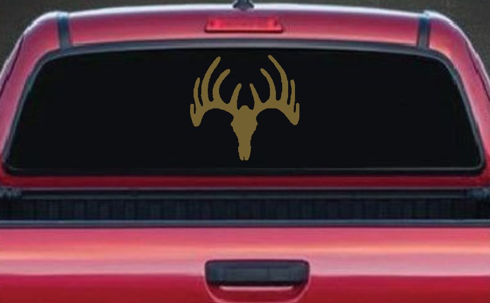 Deer Skull Mount Hunting Car or Truck Window Decal Sticker (Gold)