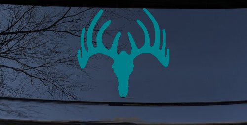 Deer Skull Mount Hunting Car or Truck Window Vinyl Decal Sticker (Turquoise Blue)