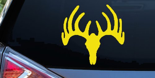 Deer Skull Mount Hunting Car or Truck Window Decal Sticker (Yellow)