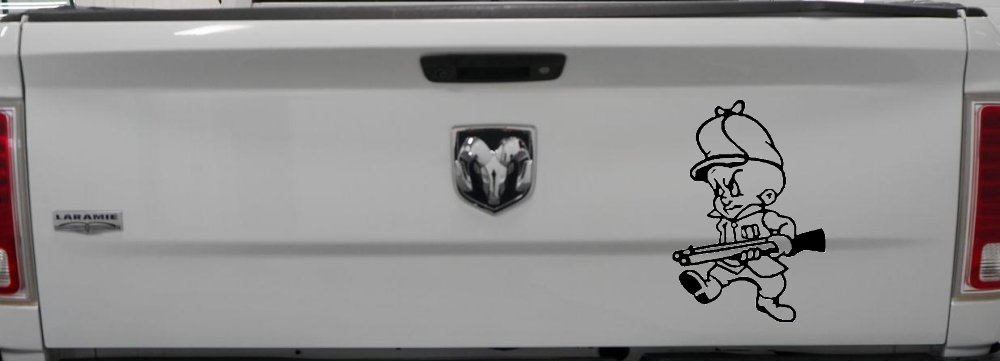 Elmer Fudd Hunting Cartoons Car or Truck Window Decal Sticker (Black)