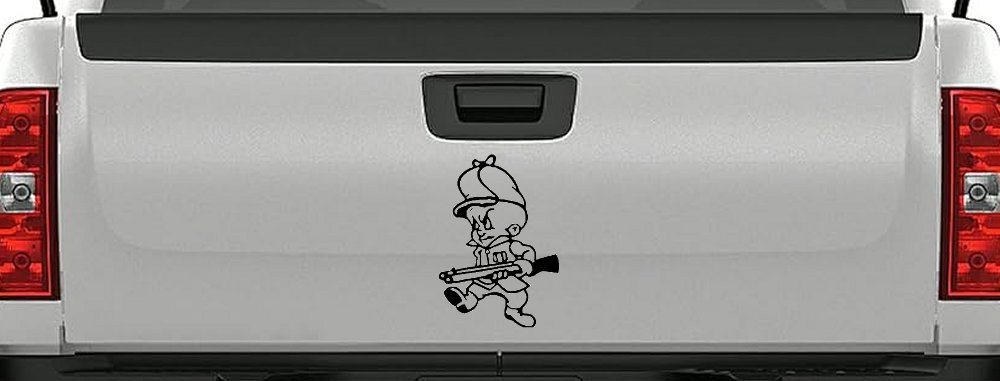 Elmer Fudd Hunting Cartoons Car or Truck Window Decal Sticker (Black)