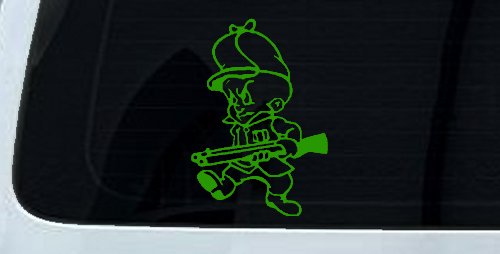 Elmer Fudd Hunting Cartoons Car or Truck Window Decal Sticker (Lime)