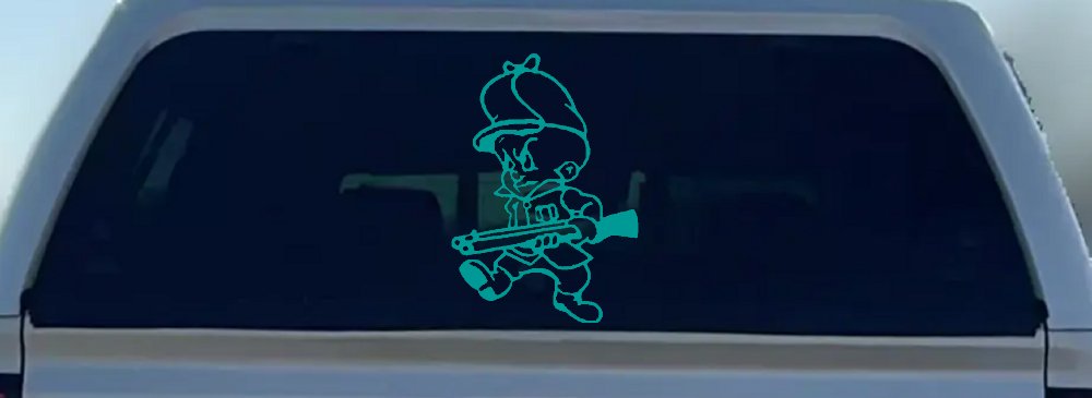 Elmer Fudd Hunting Cartoons Car or Truck Window Decal Sticker (Turquoise)