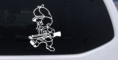 Elmer Fudd Hunting Cartoons Car or Truck Window Vinyl Decal Sticker (White)
