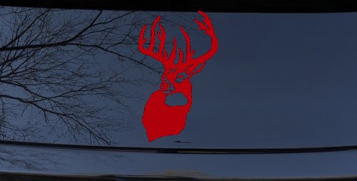 Buck Deer Hunting Car or Truck Window Vinyl Decal Sticker (Red)