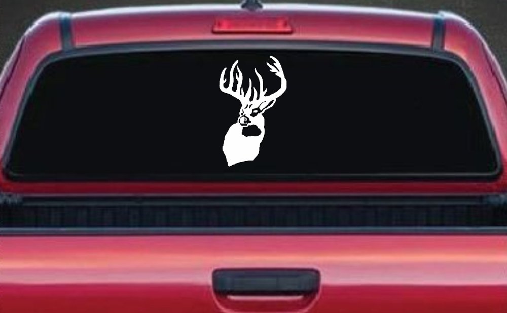 Buck Deer Hunting Car or Truck Window Decal Sticker (White)