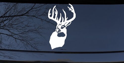 Buck Deer Hunting Car or Truck Window Vinyl Decal Sticker (White)