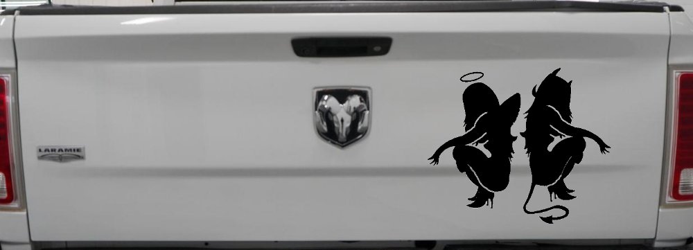 Twins of Good and Evil Good and Bad Girls Devil and Angle Girls Sexy Car or Truck Window Decal Sticker (Black)
