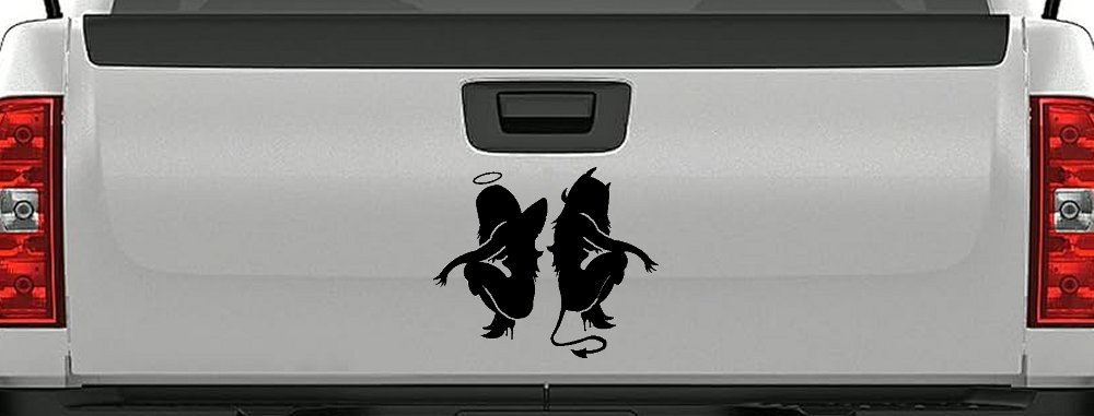 Twins of Good and Evil Good and Bad Girls Devil and Angle Girls Sexy Car or Truck Window Decal Sticker (Black)