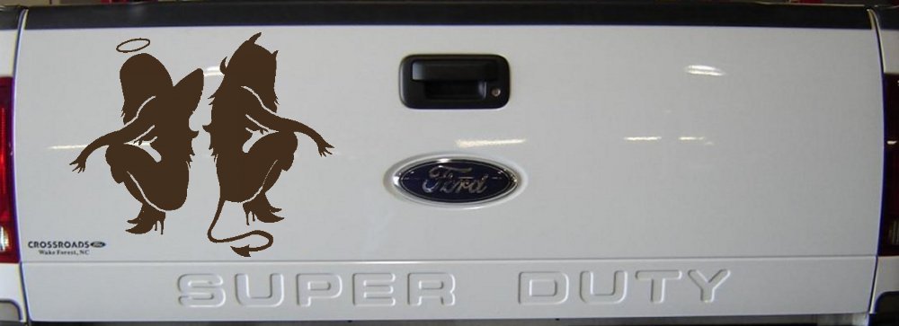 Twins of Good and Evil Good and Bad Girls Devil and Angle Girls Sexy Car or Truck Window Decal Sticker (Brown)