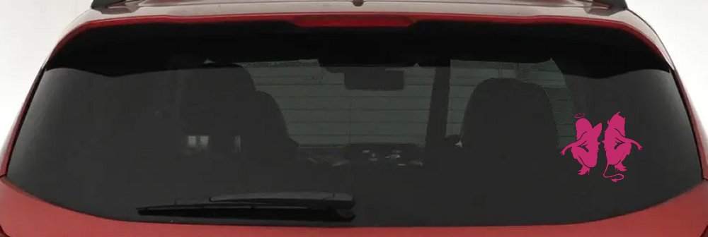 Twins of Good and Evil Good and Bad Girls Devil and Angle Girls Sexy Car or Truck Window Decal Sticker (Hot Pink)