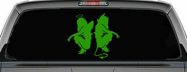 Twins of Good and Evil Good and Bad Girls Devil and Angle Girls Sexy Car or Truck Window Decal Sticker (Lime)