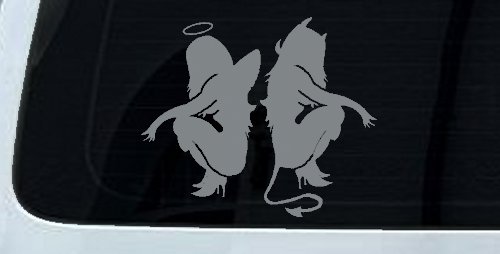 Twins of Good and Evil Good and Bad Girls Devil and Angle Girls Sexy Car or Truck Window Decal Sticker (Telegrey)