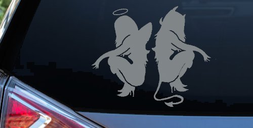 Twins of Good and Evil Good and Bad Girls Devil and Angle Girls Sexy Car or Truck Window Vinyl Decal Sticker (Telegrey)