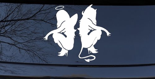 Twins of Good and Evil Good and Bad Girls Devil and Angle Girls Sexy Car or Truck Window Decal Sticker (White)