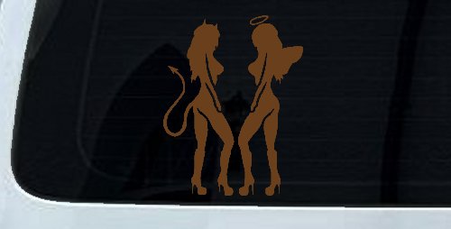 Twins of Good and Evil Good and Bad Girls Angel and Devil Girls Sexy Car or Truck Window Decal Sticker (Copper)