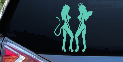Twins of Good and Evil Good and Bad Girls Angel and Devil Girls Sexy Car or Truck Window Decal Sticker