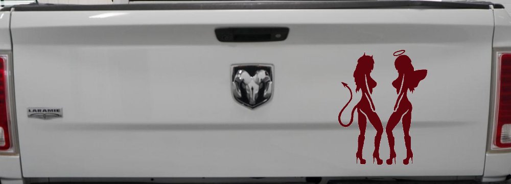 Twins of Good and Evil Good and Bad Girls Angel and Devil Girls Sexy Car or Truck Window Decal Sticker