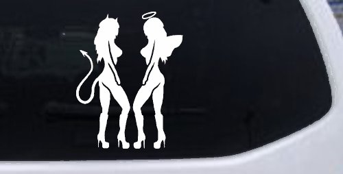 Twins of Good and Evil Good and Bad Girls Angel and Devil Girls Sexy Car or Truck Window Decal Sticker