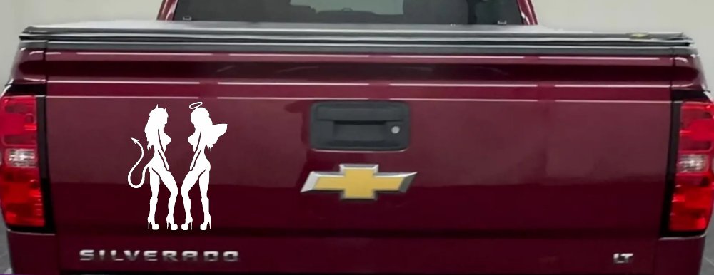 Twins of Good and Evil Good and Bad Girls Angel and Devil Girls Sexy Car or Truck Window Decal Sticker