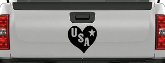 USA Heart Patriotic Car or Truck Window Decal Sticker (Black)