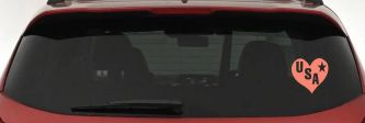 USA Heart Patriotic Car or Truck Window Vinyl Decal Sticker (Coral)