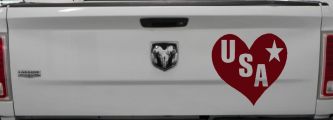 USA Heart Patriotic Car or Truck Window Decal Sticker (Purple Red)