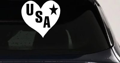 USA Heart Patriotic Car or Truck Window Vinyl Decal Sticker