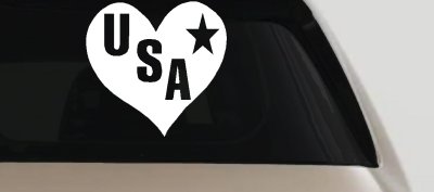 USA Heart Patriotic Car or Truck Window Vinyl Decal Sticker