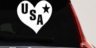 USA Heart Patriotic Car or Truck Window Vinyl Decal Sticker