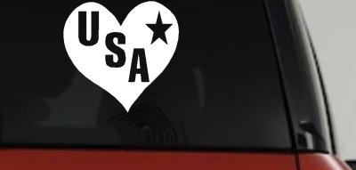 USA Heart Patriotic Car or Truck Window Vinyl Decal Sticker