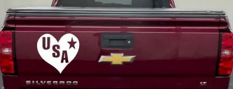 USA Heart Patriotic Car or Truck Window Decal Sticker (White)