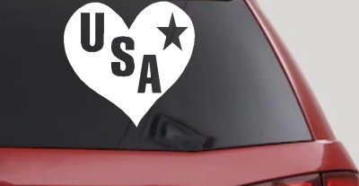 USA Heart Patriotic Car or Truck Window Vinyl Decal Sticker