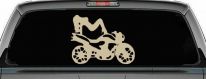 Chic Girl Women on Motorcycle Car or Truck Window Decal Sticker (Desert Sand)